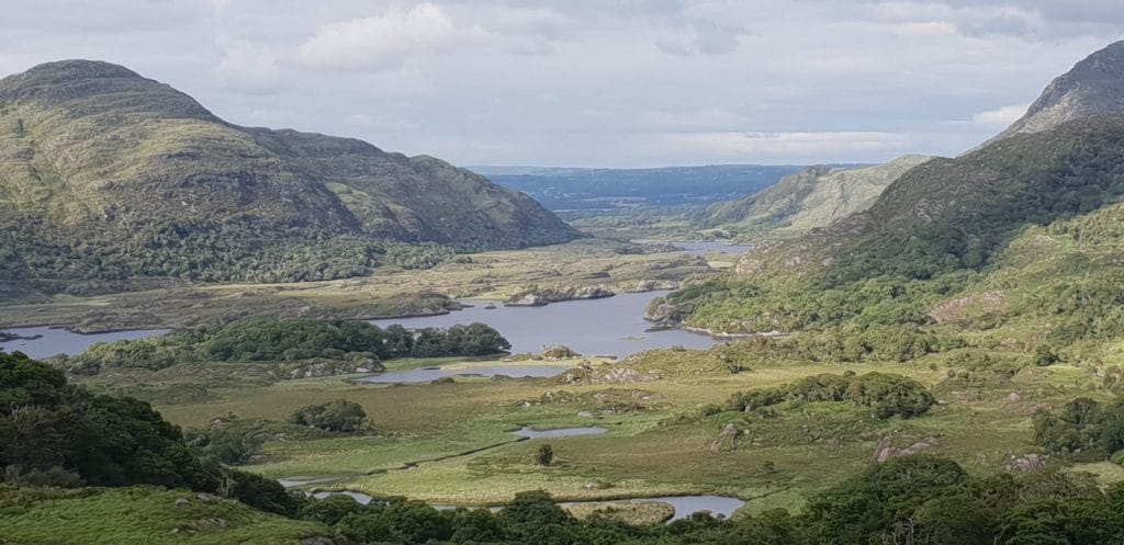 Panoramic view of Upper Lakes from Ladies View, Killarney National Park private tour